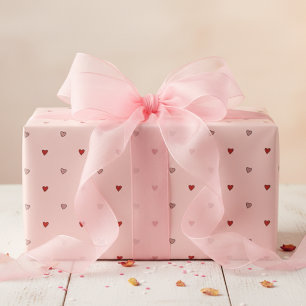Schattige Kleine Hartjes Blos Roze Cadeaupapier