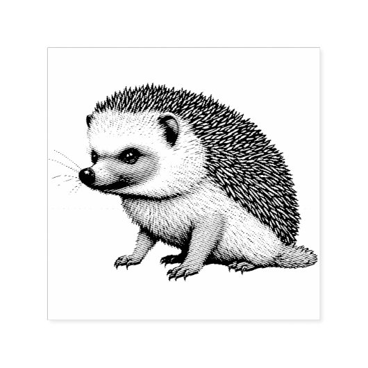 Schattige Kleine Hedgehog Portrait Zelfinktende Stempel (Design)