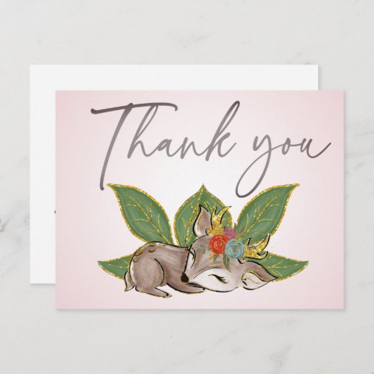 Schattige kleine herten groen bos wilde vrienden briefkaart (Voorkant / Achterkant)