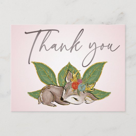 Schattige kleine herten groen bos wilde vrienden briefkaart (Voorkant)