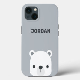 Schattige kleine ijsbeer met gepersonaliseerde naa iPhone 13 hoesje