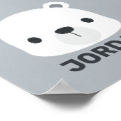 Schattige kleine ijsbeer met gepersonaliseerde naa poster (Hoek)