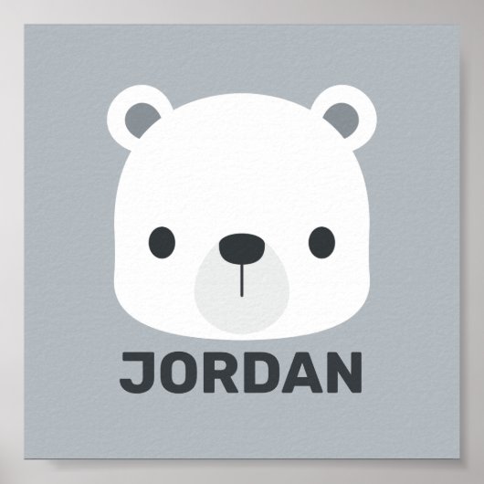 Schattige kleine ijsbeer met gepersonaliseerde naa poster (Voorkant)