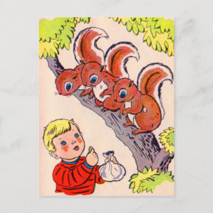 schattige kleine jongen voedt schattige kleine eek briefkaart