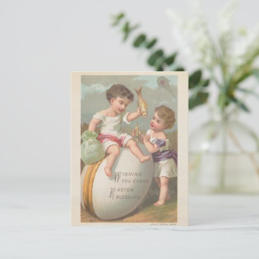  schattige kleine jongens die eicel-zegen spelen feestdagenkaart (Staand voorkant)