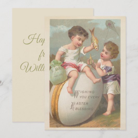  schattige kleine jongens die eicel-zegen spelen feestdagenkaart (Voorkant / Achterkant)