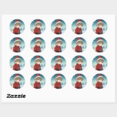 Schattige kleine Kerstelf  Ronde Sticker (Vel)