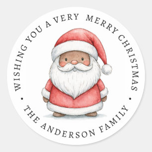 Schattige kleine Kerstman illustratie Prettig Kers Ronde Sticker