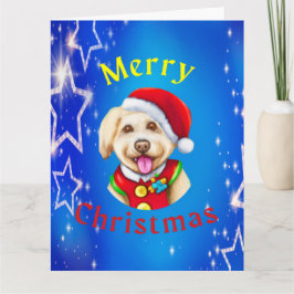 Schattige Kleine Kerstman Puppy Gelukkig Kerstfees Kaart