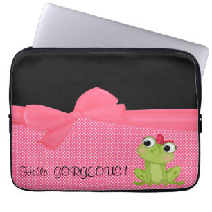 Schattige Kleine Kikker op Stippen-Hallo Prachtig Laptop Sleeve