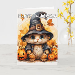 Schattige kleine kitten kat heks | Happy Halloween Kaart
