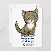 schattige kleine kitten-"ketsel" in het Jiddisch Briefkaart (Voorkant / Achterkant)