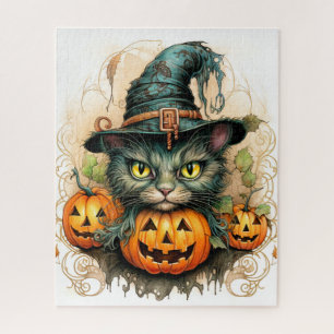 Schattige Kleine Kittige Heks Kat Legpuzzel