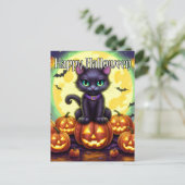 Schattige kleine kitty cat | Happy Halloween Briefkaart (Staand voorkant)