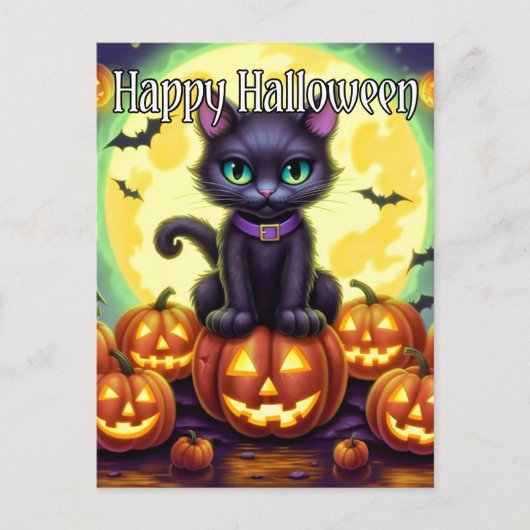 Schattige kleine kitty cat | Happy Halloween Briefkaart (Voorkant)