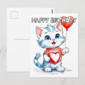 Schattige Kleine Kitty Kat Felicitaties met je ver Briefkaart (Voorkant / Achterkant)