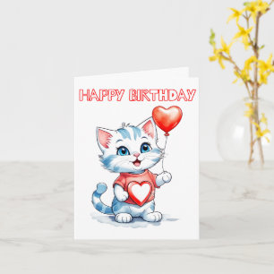 Schattige kleine kitty kat happy birthday kaart