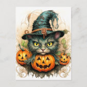 Schattige kleine kitty kat heks briefkaart (Voorkant)