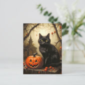 Schattige kleine kitty kat heks | Happy Halloween Briefkaart (Staand voorkant)