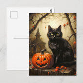 Schattige kleine kitty kat heks | Happy Halloween Briefkaart (Voorkant / Achterkant)