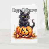 Schattige kleine kitty kat heks | Happy Halloween Kaart (Voorkant)