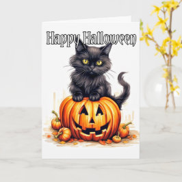Schattige kleine kitty kat heks | Happy Halloween Kaart