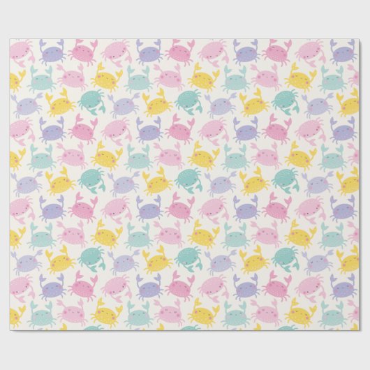 Schattige Kleine Krabben roze lila geel mint crème Cadeaupapier (Vlak)