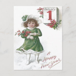 Schattige Kleine Meisje Poinsettia's Poinsettia Briefkaart
