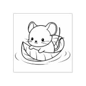Schattige Kleine Muis Blad Boot Rubberstempel (Afrduk)