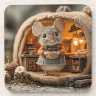 Schattige Kleine Muis in Knuszeikels Huis Bier Onderzetter