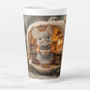 Schattige Kleine Muis in Knuszeikels Huis Latte Mok