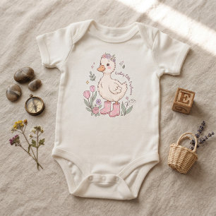 Schattige Kleine Ontdekkingsreiziger Mooie Eend Bl Romper