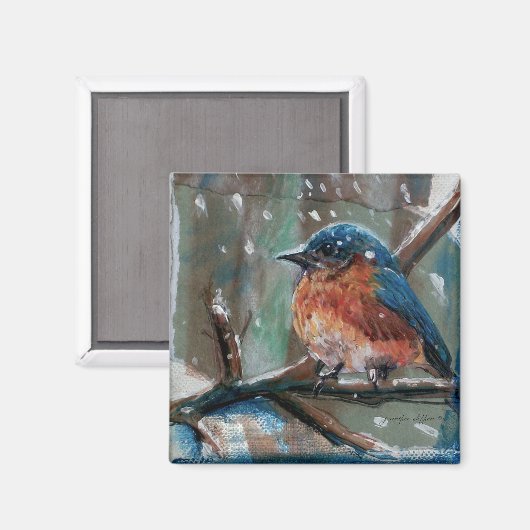 Schattige kleine oostelijke Bluebird Song Bird Magneet (Voorkant / Achterkant)