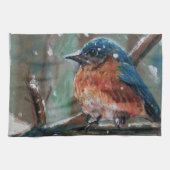 Schattige kleine oostelijke Bluebird Song Bird Theedoek (Horizontaal)