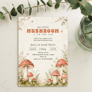 Schattige Kleine Paddenstoel Bos Baby Shower Kaart