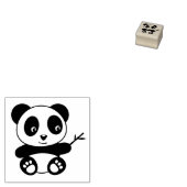 Schattige Kleine Panda Die een Bamboestok Vasthoud Rubberstempel (Gestempeld)