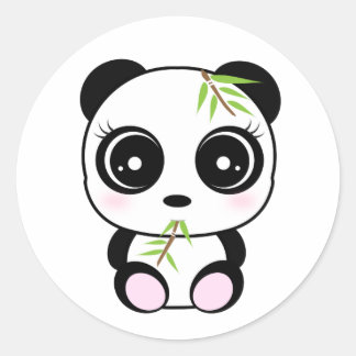 Schattige kleine panda eten *Panda Pocket* Ronde Sticker