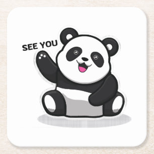 schattige kleine panda kartonnen onderzetters