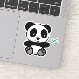 Schattige Kleine Panda met een Bamboestok Sticker