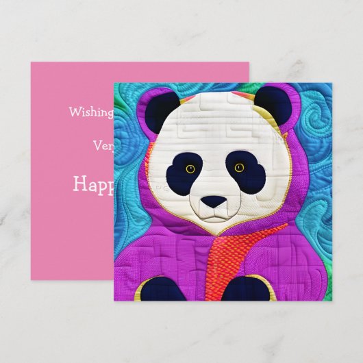Schattige kleine panda - Quilt-like design Kaart (Voorkant / Achterkant)