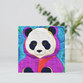 Schattige kleine panda - Quilt-like design Kaart (Staand voorkant)