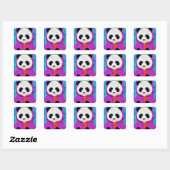 Schattige kleine panda - Quilt-like design Vierkante Sticker (Vel)