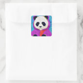 Schattige kleine panda - Quilt-like design Vierkante Sticker (Tas)