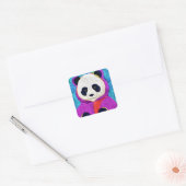 Schattige kleine panda - Quilt-like design Vierkante Sticker (Envelop)