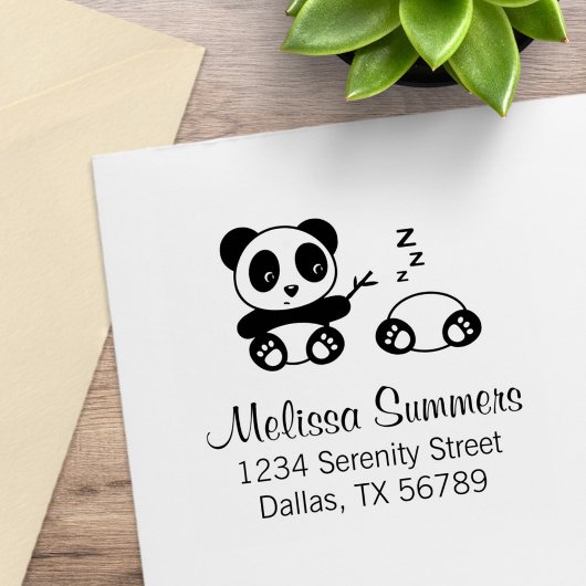 Schattige Kleine Panda's Adres Rubberstempel