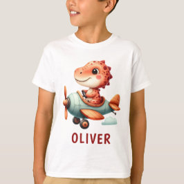 Schattige Kleine Piloot Dinosaurus Vliegend Vliegt T-shirt
