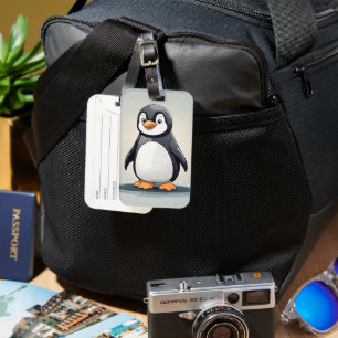 Schattige kleine pinguïn bagagelabel