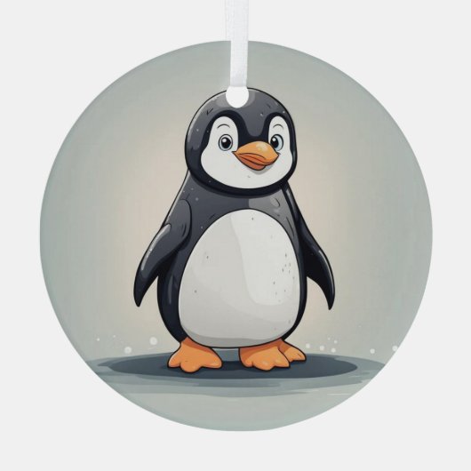 Schattige kleine pinguïn glas ornament (Achterkant)