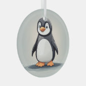 Schattige kleine pinguïn glas ornament (Voorkant Rechts)