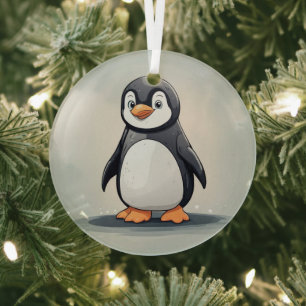 Schattige kleine pinguïn glas ornament